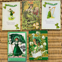 5 ST. PATRICK&#39;S DAY Postcard Lot Irish Clover Erin Go Bragh Dancing On T... - $19.75