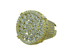 4.50 KT Moissanite Rotonda Uomo Impegno di Cluster Anello 14k Oro Giallo Cromato - £142.25 GBP