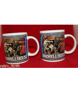 Maxwell Coffee House  Advertising 2 Mug Cups Set Houston Harvest Logo 19... - £33.58 GBP