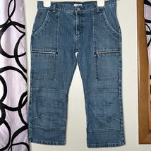 Vintage Sharagano Zippered Denim Cropped Jeans Size Large 33” - £31.29 GBP