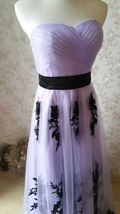 LIGHT PURPLE Strapless Sweetheart Neck High Waist Embroidery Maxi Wedding Dress  image 3