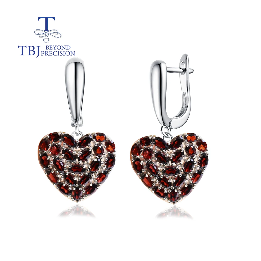 new luxury Big heart Garnet clasp Earring,Natural gemstones fine jewelry 925 ste - £145.21 GBP