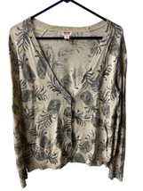 Mossimo Cardigan Sweater Womens Size S Pineapple Print V Neck Button Up ... - $14.49