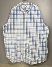 Sonoma Mens 4XB Button Up Shirt Plaid Long Sleeve Cotton Blend White Blu... - $13.10