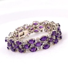 Attractive Women&#39;s Bracelet 925 Silver 4.55Ct Marquise Cut Simulated Amethyst - £194.63 GBP