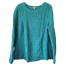Talbots Outlet Jade Green Cable Knit Cotton Sweater Womens Large - £17.20 GBP