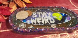Stay Weird Alien UFO Resin Trinket Tray Coins Bedside Desk Bathroom Gift... - $11.95