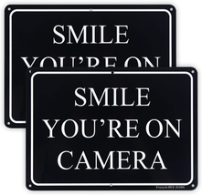 2 Pack Smile You&#39;Re on Camera Sign, Video Surveillance Sign, 10&quot;X 7&quot; .04&quot; Alumin - £11.40 GBP