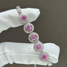 2.5 Ctw Certified Pink Moissanite Bracelet for Women 925 Silver Non Tarnish NEW - £181.47 GBP