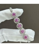 2.5 Ctw Certified Pink Moissanite Bracelet for Women 925 Silver Non Tarn... - £183.49 GBP