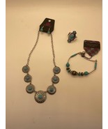 NEW Paparazzi Silver Tone Faux Turquoise Necklace Bracelet &amp; Earrings So... - £11.68 GBP