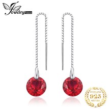 JewelryPalace 5.5ct Created Ruby 925 Silver Line Drop Earrings for Women Fashion - £16.77 GBP