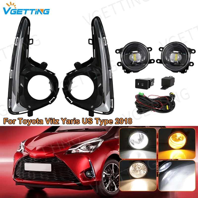 For Toyota Vitz Yaris US Type 2018 Car Fog Lamp LED DRL Daytime Running Light - £71.24 GBP+