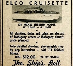 1949 Elco Cruisette Model Ship Boat Advertisement The Ships Bell - £19.65 GBP