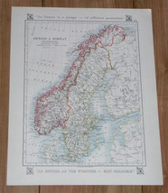 1921 Antique Map Of Scandinavia Sweden Norway / Denmark On Reverse Side - £14.92 GBP
