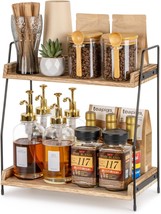 Coffee Station Organizer, 2 Tier Wooden Shelf for Coffee Bar - £37.24 GBP