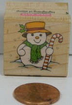 Christmas Rubber Stamp Hero Arts A129 Snowman w/Candy Cane 1983 1X1&quot;   B9A - $5.99