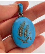 RARE Blue Enamel VICTORIAN Silver Locket Antique Silver Pearl Mourning L... - $2,975.84 CAD