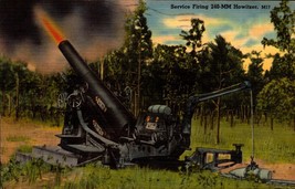 VINTAGE WW II -1942 MILITARY POSTCARD -SERVICE FIRING 240mm HOWITZER -BK50 - $4.95