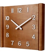 14” Square Wooden Wall Clock, Rustic, Silent, Decorative, Handmade Design - $914.97 MXN