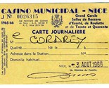 Casino Municipal Nice France Carte Journaliere 1966 France Timbre Fiscal... - $17.80