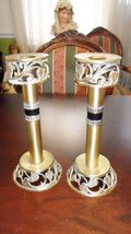 Pair of Bronze Brass Judaica Glass Compatible with Candlesticks, Black E... - $75.45