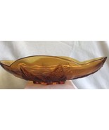 Vintage Indiana Amber Glass Oval Candy/Relish Dish. Autumn Leaves Theme - £9.76 GBP