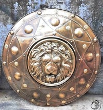 Medievale Metallo Shield King Leone Viso Shield 22 &quot; Fatto a Mano Armor Shield - £110.46 GBP