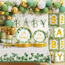 Girl Boy Sage Green Baby Shower Decorations, 245 Pcs Boho Gender Reveal Party Su - £63.42 GBP