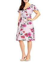 Adrianna Papell Plus Floral Print Faux Wrap Dress, Size 18W - £58.18 GBP