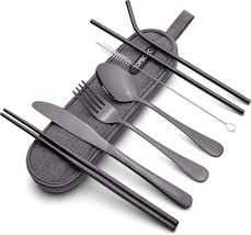 Portable Stainless Steel Flatware Set, Travel Camping Cutlery , Portable... - $38.94