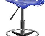 Flash Furniture Vibrant Nautical Blue And Chrome Drafting Stool With Tra... - £90.79 GBP