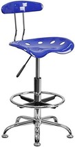 Flash Furniture Vibrant Nautical Blue And Chrome Drafting Stool With Tra... - £91.20 GBP
