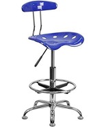 Flash Furniture Vibrant Nautical Blue And Chrome Drafting Stool With Tra... - £90.97 GBP