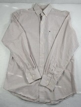 Izod Button Down Shirt Mens S/P Non Iron Stretch Long Sleeve Orange Whit... - £10.20 GBP