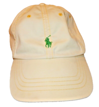 Men&#39;s Polo by Ralph Lauren Pale Yellow  Dad Hat Cap Cotton Chino Leather... - $14.84