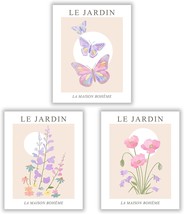 Purple Butterfly Pink Poppy Artsy Poster Prints For Living Room Bedroom By Zagly - £30.48 GBP