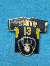 Blue &amp; Yellow Enamel Milwaukee Brewers Smith 13 Baseball Jersey Lapel or Hat Pin - £8.71 GBP