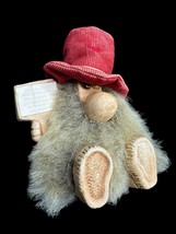 Vintage Troll Figurine Corduroy Hat Beard Sign 6&quot; - $16.00