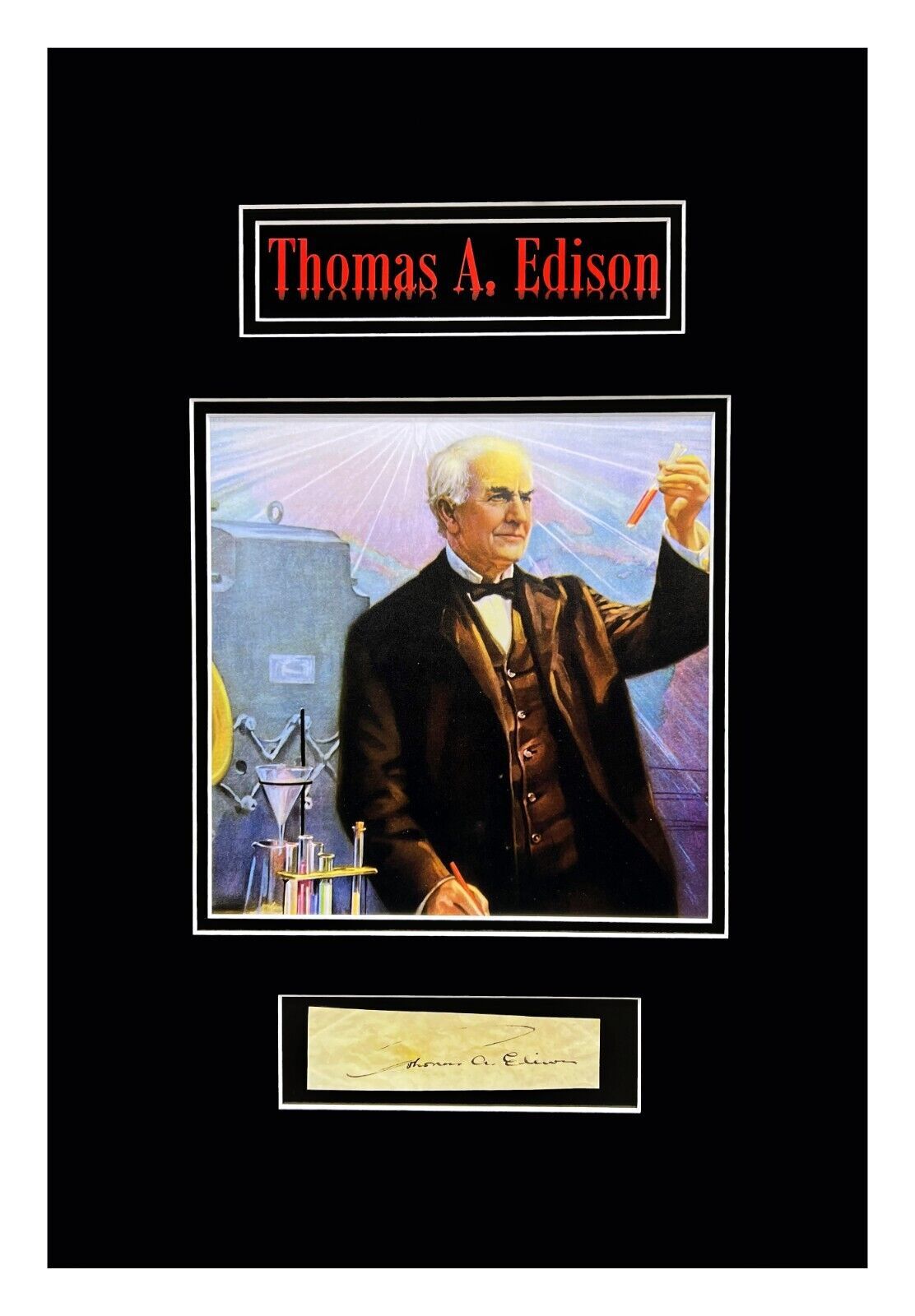 Primary image for Thomas A Edison Document Cut Signature Museum Framed Ready to Display
