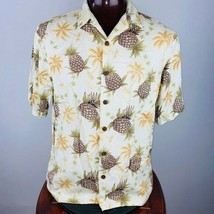 Hilo Hattie Mens Large L Pineapples Palm Trees Hawaiian Button Down Shirt - $24.29