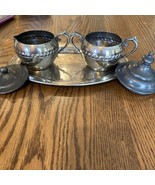 VINTAGE SILVER PLATED CREAMER AND SUGAR AND PLATE SET - $17.31 CAD