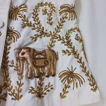 Darshi Women's White Flower Design Real Leather Button Vest Jacket Size 16 image 14