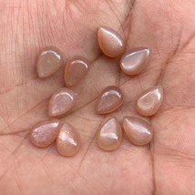 12x16 mm Pear Natural Peach Moonstone Cabochon Loose Gemstone 5 pcs - £11.86 GBP