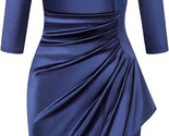 NEW Womens Dress sz S 3/4 navy blue 3/4 sleeve ruched pencil cocktail sp... - £11.11 GBP