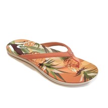 Olukai HO&#39;OPIO HAU Printed Thong Flip Flops Womens 8 Shell Coral Pineapple - £44.02 GBP