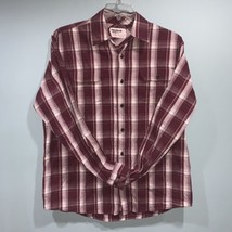 Wrangler Jeans Mens Cotton Button Down Maroon Plaid Western Dress Shirt Sz Large - £9.59 GBP