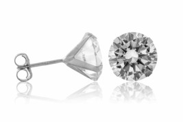 Round Created Diamond Martini Prong Push Back Stud Earrings 4.00Ct - £78.68 GBP