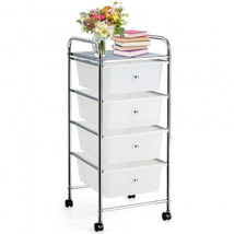 Rolling Storage Bin Organizer Cart with Plastic Drawers-White - £50.79 GBP