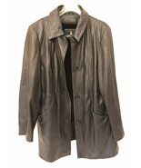 London Fog Men&#39;s Leather Coat Large Four Button Front Black Jacket Fleec... - $940.68 MXN